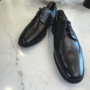 Florsheim Men 9.5 M Black Santucci Leather Wingtip Oxford Dress Shoes Classic‎